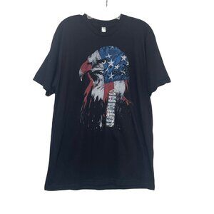 American Apparel Patriotic Graphic TShirt Mens Large Black New USA Flag Eagle